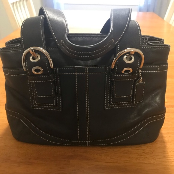 Coach Black Leather Soho Tote - Picture 1 of 4